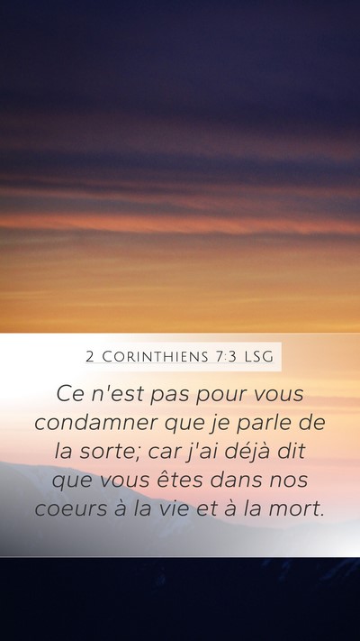 2 Corinthiens 7:3 LSG Bible Verse Image
