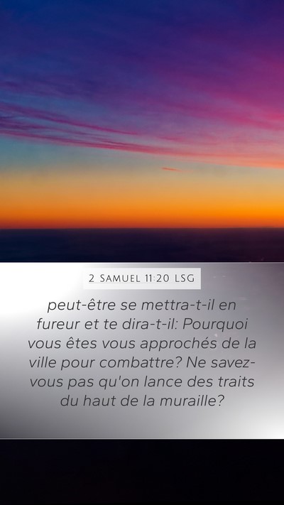 2 Samuel 11:20 LSG Mobile Phone Wallpaper - peut-être se mettra-t-il en fureur et te - Mobile Bible Verse Wallpaper