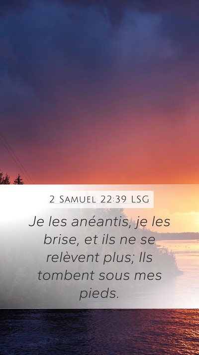 2 Samuel 22:39 LSG Mobile Phone Wallpaper - Je les anéantis, je les brise, et ils ne se - Mobile Bible Verse Wallpaper