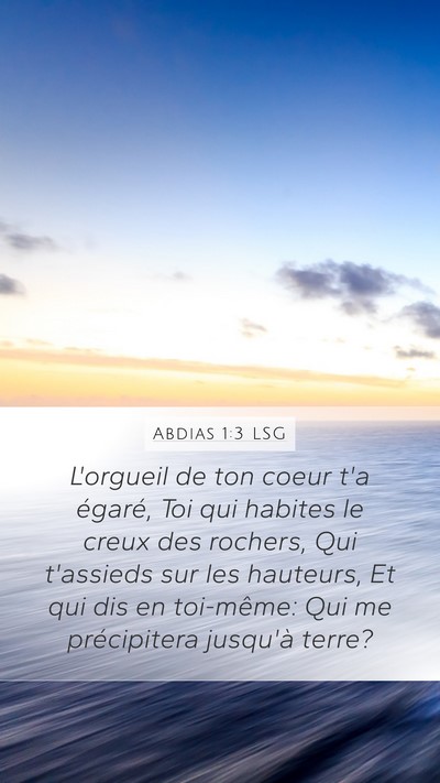 Abdias 1:3 LSG Bible Verse Image