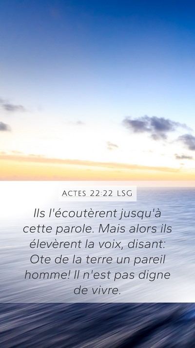 Actes 22:22 LSG Bible Verse Image