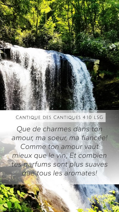 Cantique des Cantiques 4:10 LSG Mobile Phone Wallpaper - Que de charmes dans ton amour, ma soeur, ma - Mobile Bible Verse Wallpaper