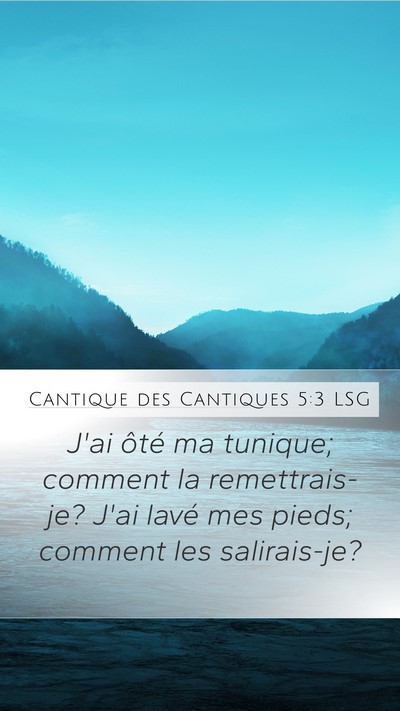 Cantique des Cantiques 5:3 LSG Mobile Phone Wallpaper - J'ai ôté ma tunique; comment la remettrais-je? - Mobile Bible Verse Wallpaper