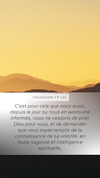 Colossiens 1:9 LSG Bible Verse Image