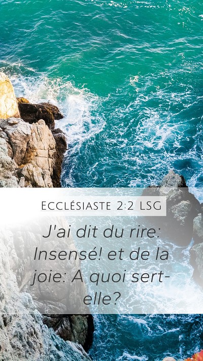 Ecclésiaste 2:2 LSG Bible Verse Image