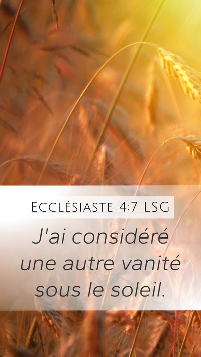 Ecclésiaste 4:7 LSG Mobile Phone Wallpaper - J'ai considéré une autre vanité sous le - Mobile Bible Verse Wallpaper