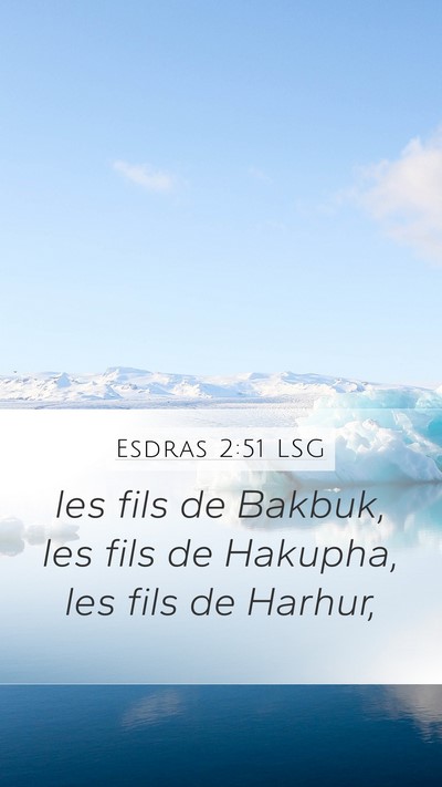 Esdras 2:51 LSG Mobile Phone Wallpaper - les fils de Bakbuk, les fils de Hakupha, les fils - Mobile Bible Verse Wallpaper
