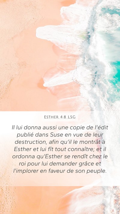 Esther 4:8 LSG Mobile Phone Wallpaper - Il lui donna aussi une copie de l'édit publié - Mobile Bible Verse Wallpaper
