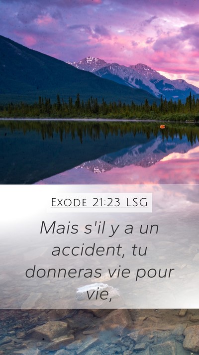 Exode 21:23 LSG Mobile Phone Wallpaper - Mais s'il y a un accident, tu donneras vie pour - Mobile Bible Verse Wallpaper