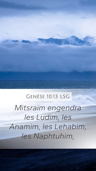 Genèse 10:13 LSG Bible Verse Image