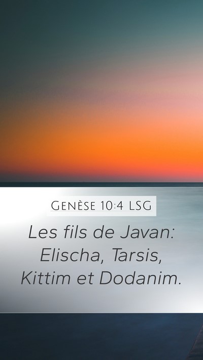 Genèse 10:4 LSG Bible Verse Image