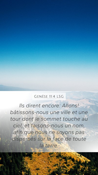 Genèse 11:4 LSG Bible Verse Image