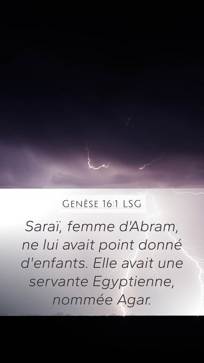 Genèse 16:1 LSG Mobile Phone Wallpaper - Saraï, femme d'Abram, ne lui avait point donné - Mobile Bible Verse Wallpaper