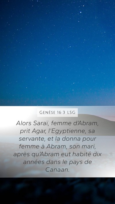 Genèse 16:3 LSG Bible Verse Image
