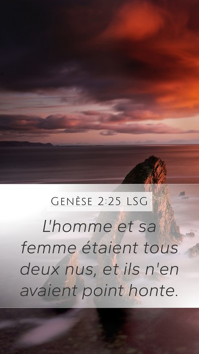 Genèse 2:25 LSG Mobile Phone Wallpaper - L'homme et sa femme étaient tous deux nus, et - Mobile Bible Verse Wallpaper