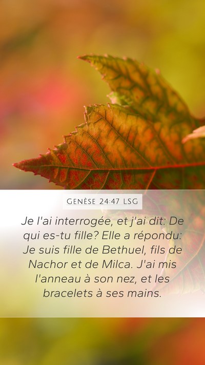 Genèse 24:47 LSG Bible Verse Image
