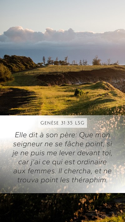 Genèse 31:35 LSG Bible Verse Image