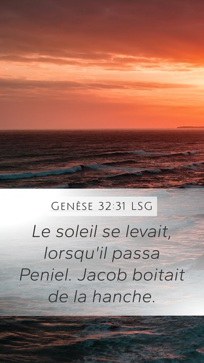 Genèse 32:31 LSG Mobile Phone Wallpaper - Le soleil se levait, lorsqu'il passa Peniel. - Mobile Bible Verse Wallpaper