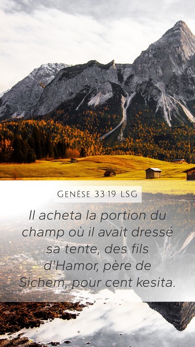 Genèse 33:19 LSG Mobile Phone Wallpaper - Il acheta la portion du champ où il avait - Mobile Bible Verse Wallpaper