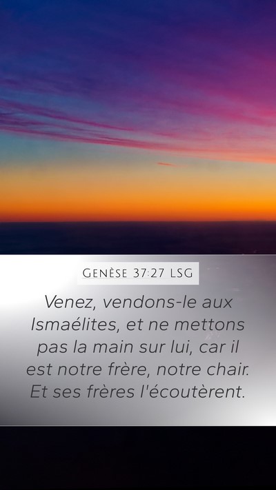 Genèse 37:27 LSG Bible Verse Image