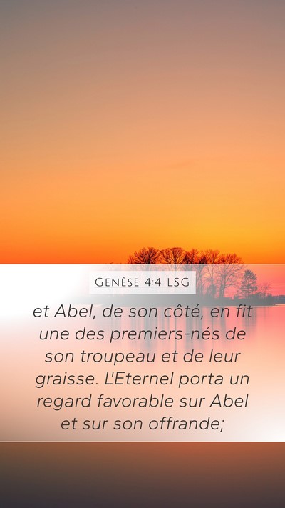 Genèse 4:4 LSG Bible Verse Image