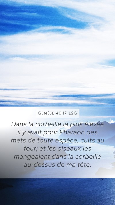 Genèse 40:17 LSG Mobile Phone Wallpaper - Dans la corbeille la plus élevée il y avait - Mobile Bible Verse Wallpaper