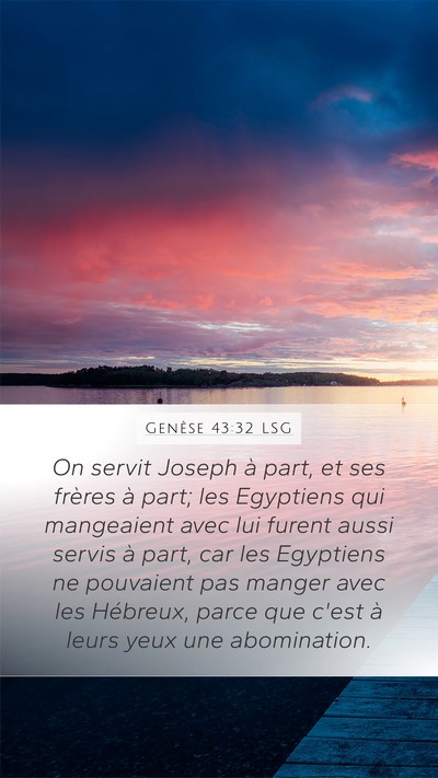 Genèse 43:32 LSG Bible Verse Image