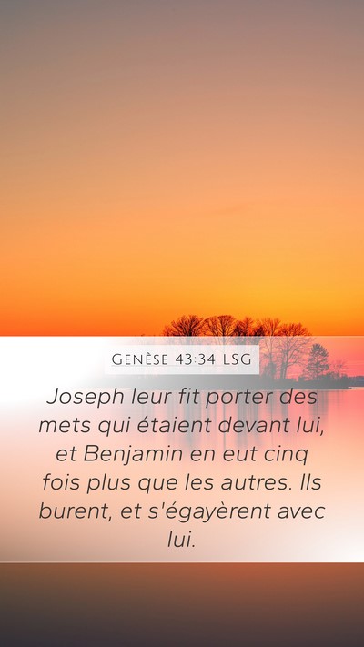 Genèse 43:34 LSG Bible Verse Image