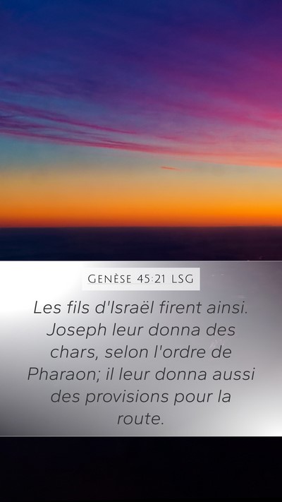 Genèse 45:21 LSG Bible Verse Image
