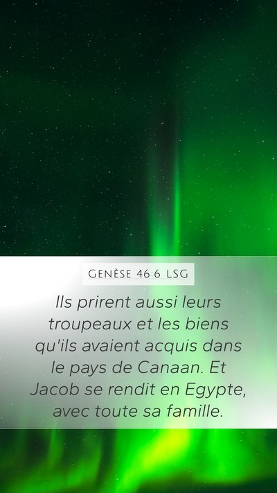Genèse 46:6 LSG Mobile Phone Wallpaper - Ils prirent aussi leurs troupeaux et les biens - Mobile Bible Verse Wallpaper
