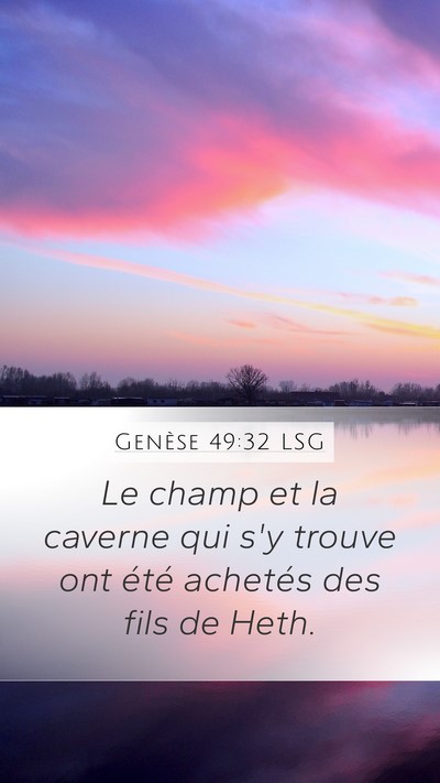 Genèse 49:32 LSG Mobile Phone Wallpaper - Le champ et la caverne qui s'y trouve ont été - Mobile Bible Verse Wallpaper