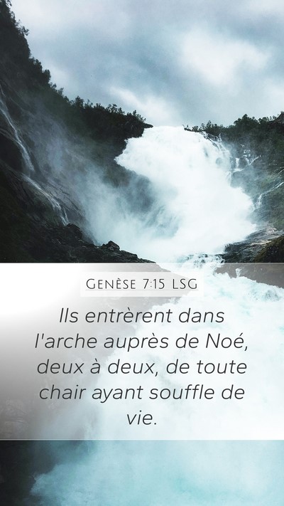 Genèse 7:15 LSG Mobile Phone Wallpaper - Ils entrèrent dans l'arche auprès de Noé, deux - Mobile Bible Verse Wallpaper