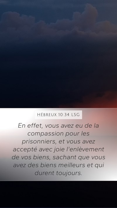 Hébreux 10:34 LSG Bible Verse Image