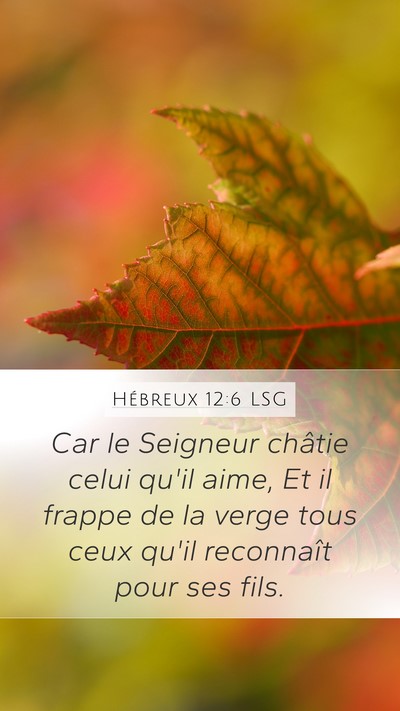 Hébreux 12:6 LSG Bible Verse Image