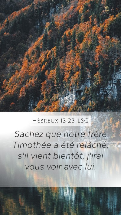 Hébreux 13:23 LSG Bible Verse Image