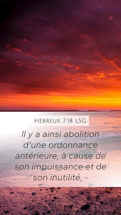 Hébreux 7:18 LSG Bible Verse Image