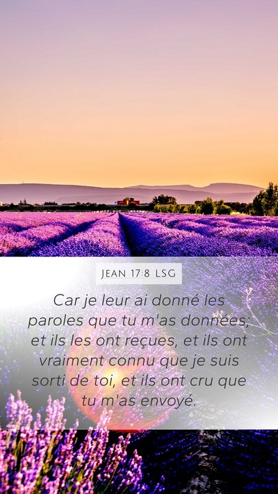 Jean 17:8 LSG Bible Verse Image