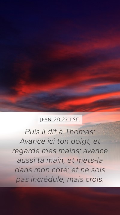 Jean 20:27 LSG Bible Verse Image