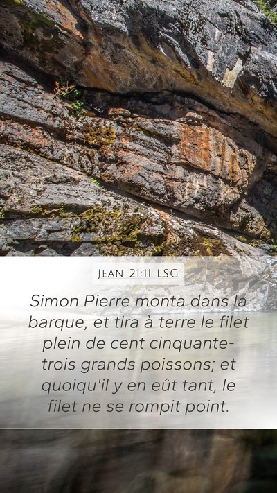 Jean 21:11 LSG Mobile Phone Wallpaper - Simon Pierre monta dans la barque, et tira à - Mobile Bible Verse Wallpaper