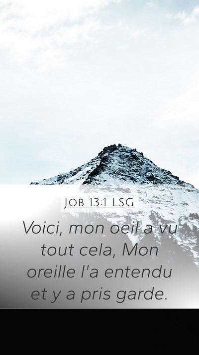 Job 13:1 LSG Mobile Phone Wallpaper - Voici, mon oeil a vu tout cela, Mon oreille l'a - Mobile Bible Verse Wallpaper