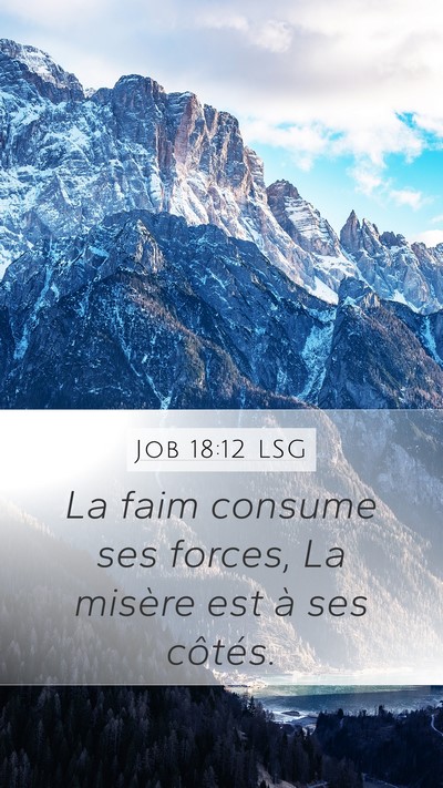 Job 18:12 LSG Mobile Phone Wallpaper - La faim consume ses forces, La misère est à ses - Mobile Bible Verse Wallpaper