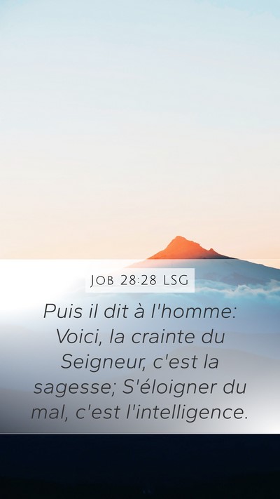 Job 28:28 LSG Bible Verse Image