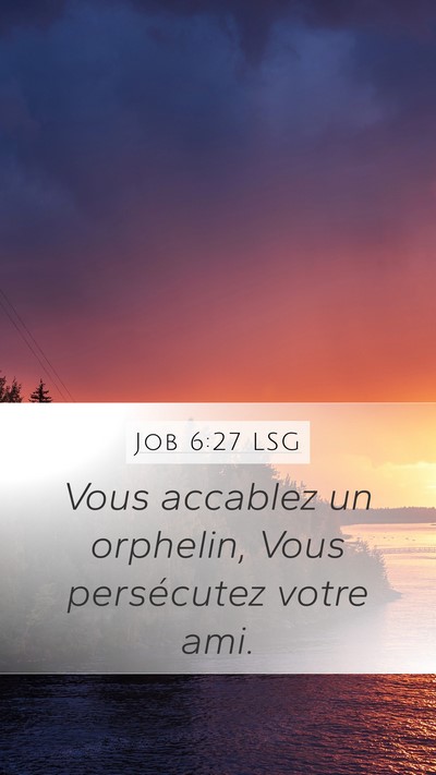Job 6:27 LSG Bible Verse Image