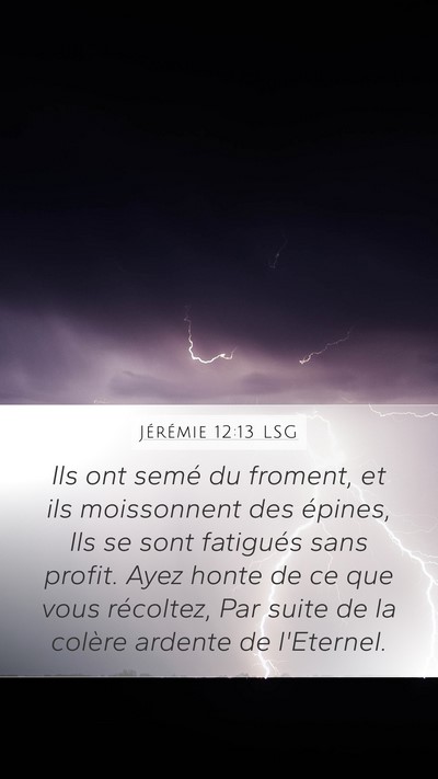 Jérémie 12:13 LSG Mobile Phone Wallpaper - Ils ont semé du froment, et ils moissonnent des - Mobile Bible Verse Wallpaper