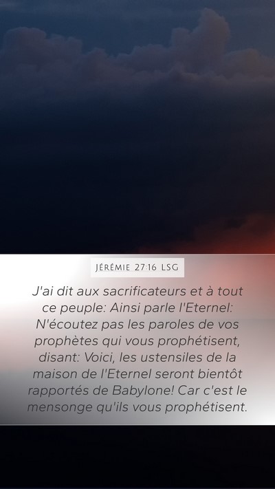 Jérémie 27:16 LSG Bible Verse Image