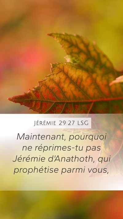 Jérémie 29:27 LSG Mobile Phone Wallpaper - Maintenant, pourquoi ne réprimes-tu pas - Mobile Bible Verse Wallpaper