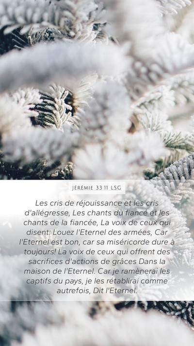 Jérémie 33:11 LSG Bible Verse Image