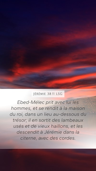 Jérémie 38:11 LSG Mobile Phone Wallpaper - Ebed-Mélec prit avec lui les hommes, et se - Mobile Bible Verse Wallpaper