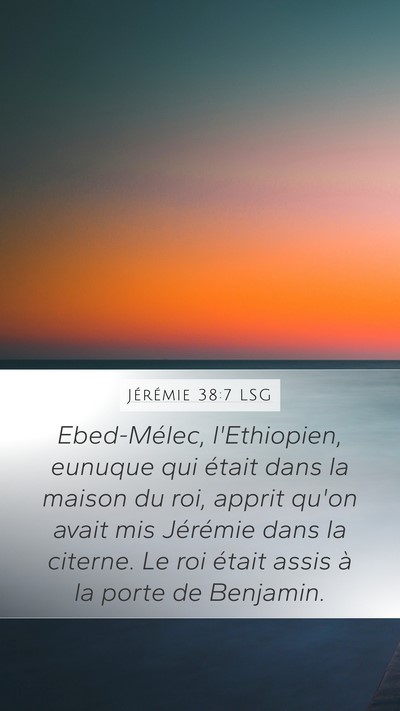 Jérémie 38:7 LSG Bible Verse Image