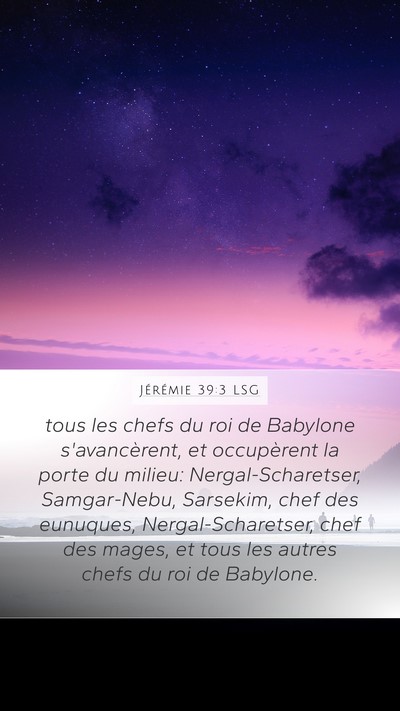 Jérémie 39:3 LSG Bible Verse Image